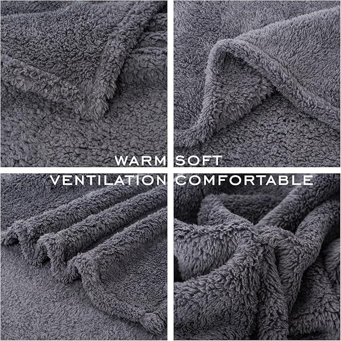 2 Blankets, Dog Cat Pet Blanket, Soft Warm Fleece, for Puppy, Small Dogs or Kitten, Cats, Plush Fuzzy Blanket for Bed, Sofa, Travel (40" x 32", 2/Pack, Dark Gray+Navy Blue)