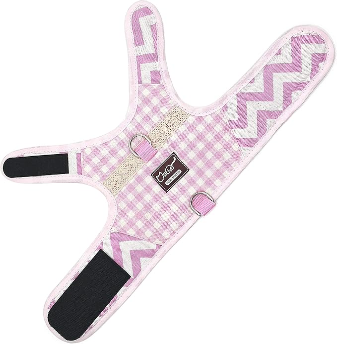 Cat Harness and Leash for Walking Escape Proof, Adjustable Cat Vest Harness, Padded Stylish Cat Walking Jackets, Pink Plaid, XX-Large