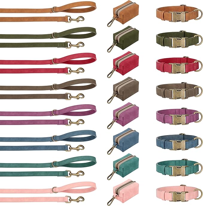 Didog Soft PU Leather Dog Collar, Stylish Quick Released Dog Collars for Small Dogs, Easy Clean Adjustable Pet Collar for Daily Walking, Pink, S Fit 10-16" Neck