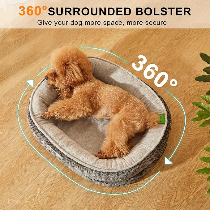 Orthopedic Cat Bed for Puppy & Kitten,Cat Sofa Bed with Egg Crate Foam Four Sided Dog Couch Beds with Removable Cover & Non-Slip Bottom Grey XS