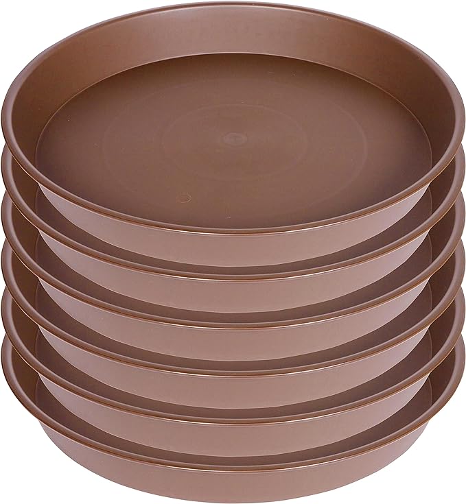 6 Pack of 7 inch Plant Saucer, Heavy Duty Plastic Plant Water Tray 7 inch Round, Flower Plant Saucers for Indoors No Holes, Plant Dishes Saucer for Planter 7"/8" (7", Chocolate)