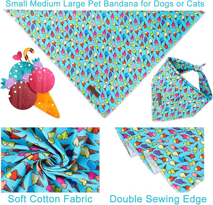 Summer Dog Bandana, Hawaii Bandana for Small Medium Dog, Cute Blue Puppy Bandana, Cotton Adorable Pet Triangle Bid Scarf Kerchief for Girl Boy Dogs or Cats