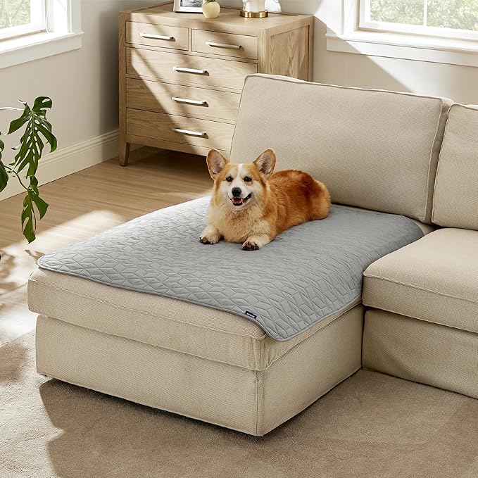 Bedsure 100% Waterproof Couch Cover for Dogs Washable - Non Slip Waterproof Dog Blanket for Couch Sofa, Lightweight Furniture Protector Durable for Pet Cat Puppy with Non-Slip Bottom, Grey, 40x50IN
