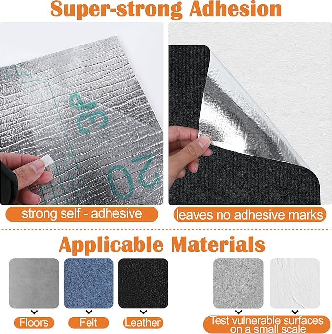 Cat Scratch Furniture Protector - 78.7" x 17" Trimmable Self-Adhesive Cats Claws Scratch Pads, DIY Cat Climbing Couch Protector for Scratch Post Cat Tree Replacement Indoor (Black)