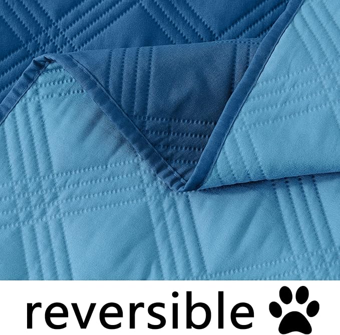 hyha Waterproof Dog Blanket, Reversible Pet Bed Blanket, Soft Sofa Couch Cover for Dogs Washable, Waterproof Pet Couch Covers for Sofa Puppy Cats Furniture Protector(52"x82", Navy Blue/Blue)