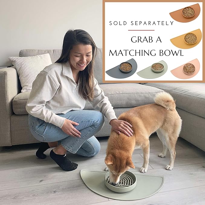Should We Go - Waterproof Silicone Pet Food Mat - Non-Slip, Spill-Proof Feeding Mat for Floors, Raised Edge Design, Easy-to-Clean, Rubber Pad for Dog & Cat Bowls, 28" Across x 14" Deep, Large-Blush