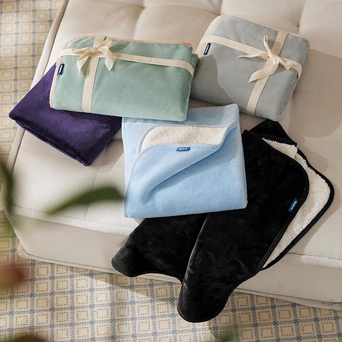 Bedsure Waterproof Dog Blankets for Small Dogs - Small Cat Blanket Washable for Couch Protection, Sherpa Fleece Puppy Blanket, Soft Plush Reversible Throw Furniture Protector, 25"X35", Light Grey