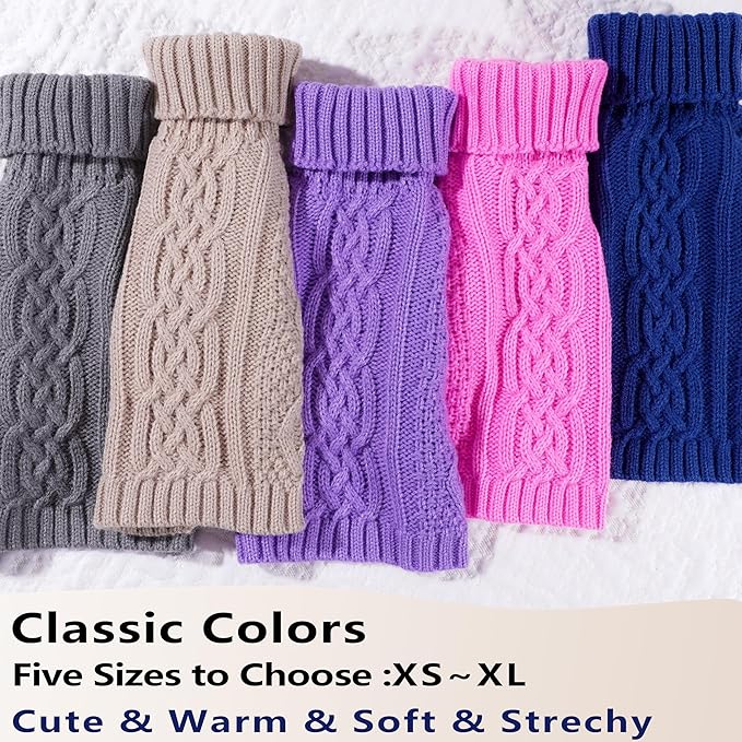 Dog Sweaters Small Dog Clothes Winter Turtleneck Puppy Sweater Warm Pet Cat Sweater Doggy Pullover Outfit with Twisted Design XS~XL(Navy Blue, Medium)