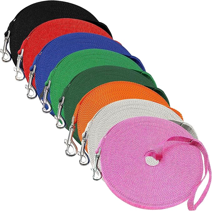 Downtown Pet Supply - Long Dog Leash - 50 ft Pink Nylon Dog Training Leash for Recall & Obedience