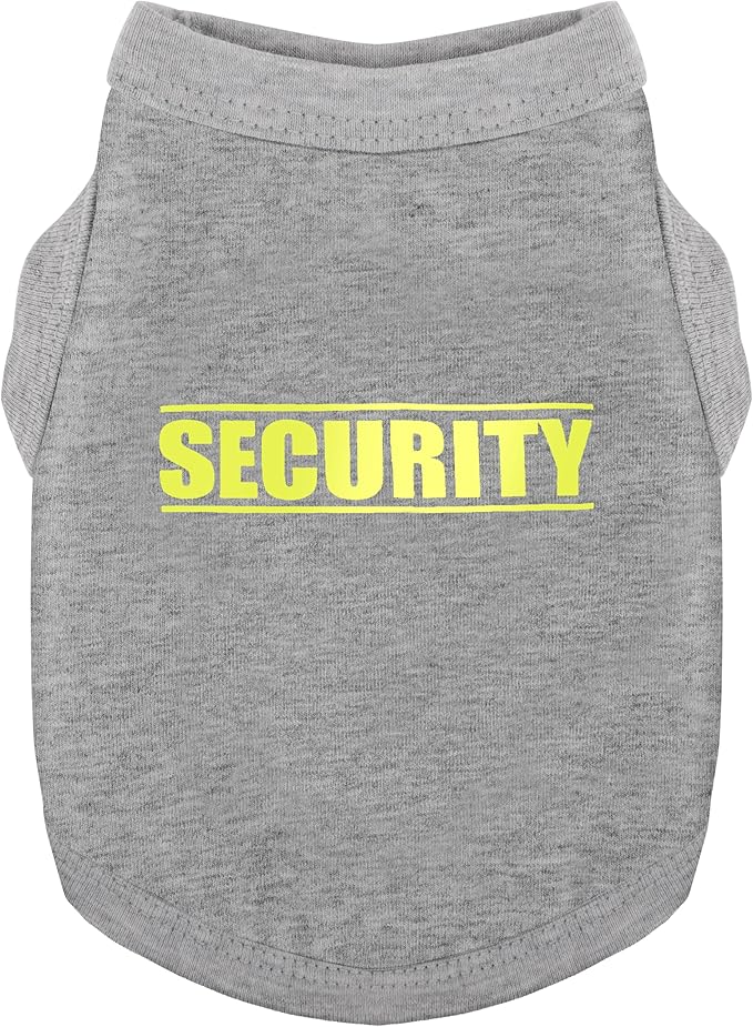 Discover Cozy Cotton Canine Wear: Soft, Lightweight, and Breathable Dog Shirt Vest with Eye-Catching Graphics(Security), Keeping Your Furry Friend Warm and Comfy! Grey XXL