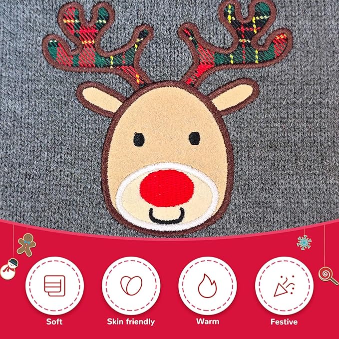 Dog Christmas Sweater Xmas Pet Clothes Cute Gray Reindeer Holiday Puppy Cat Costume New Year Gifts for Small Medium Large Dogs Jumpers (L, Gray Reindeer)