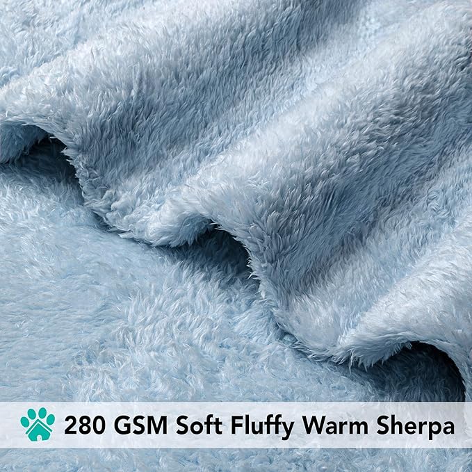 PetAmi Dog Blanket for Large Medium Dogs Blue, Fluffy Soft Puppy Blanket, Sherpa Fleece Cat Blanket for Kitten Doggie, Calming Pet Blanket Throw for Bed Washable Sofa Couch Cover, Large 40x60