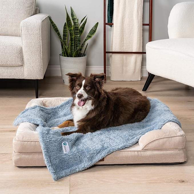 PetAmi Dog & Cat Blanket - Fluffy Soft, Sherpa Fleece, Calming, Washable, Blue, Medium 29x40