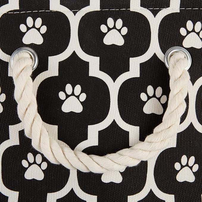 Bone Dry 6192 Pet Storage Collection Lattice Paw Print, Large Round, Black