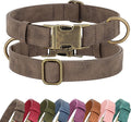 Didog Soft PU Leather Dog Collar, Stylish Quick Released Dog Collars for Medium Dogs, Easy Clean Adjustable Pet Collar for Daily Walking, Brown, M Fit 13-21" Neck
