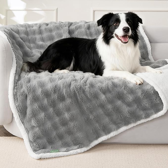 Soft Cozy Waterproof Dog Blanket for Large Dogs - Room Decor Pet Throw Blanket for Couch Bed Protector, Washable Dog Blankets for Indoors & Outdoors, Grey, 50"x60"