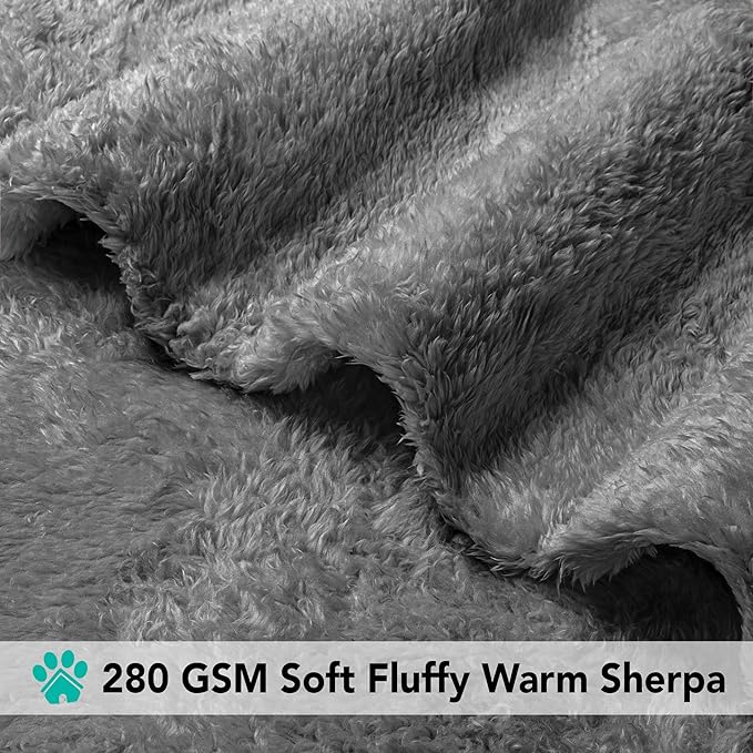 PetAmi Dog Blanket for Small Medium Dogs Grey, Fluffy Soft Puppy Blanket, Sherpa Fleece Cat Blanket for Kitten Doggie, Calming Pet Blanket Throw for Couch Sofa Bed Washable, Medium 29x40