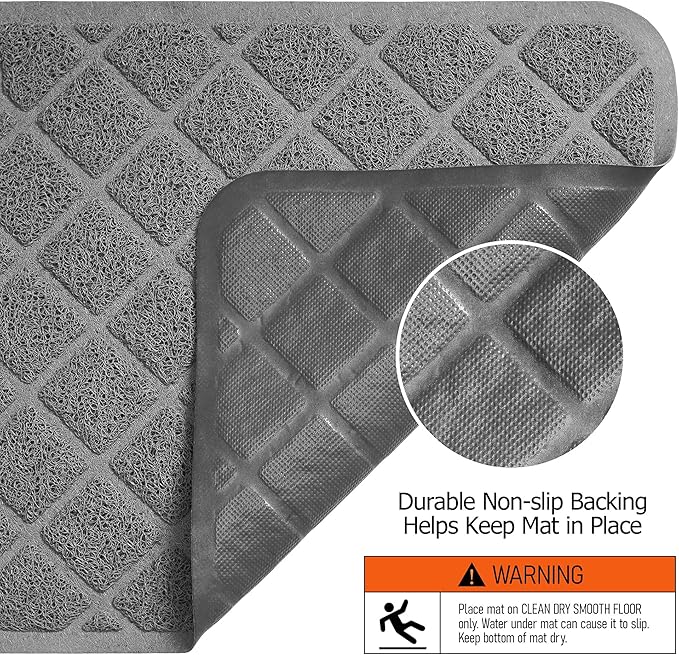 Cat Litter Mat Litter Trapping Mat, 35" x 23" Premium Durable PVC Grid Mesh with Scatter Control, Non-slip, Less Waste Cat Litter Box Mat, Soft on Kitty’s Paws, Urine Waterproof