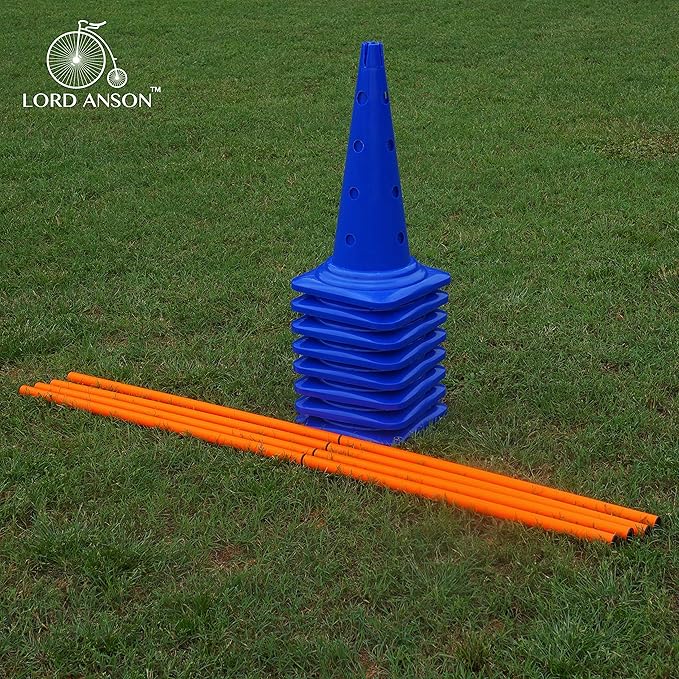 Dog Agility Hurdle Cone Set - Canine Training Set - Obedience, Rehabilitation - 16 Cones and 8 Rods